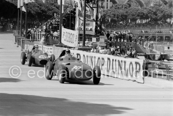 Tony Brooks, (30) Vanwall VW10), Mike Hawthorn, (38) Ferrari Dino 246. Monaco Grand Prix 1958. - Photo by Edward Quinn