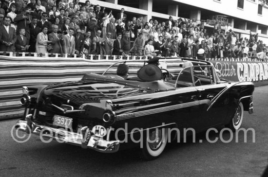 Prince Rainier and Princess Grace closing the track of the Monaco Grand Prix 1958. Car: Ford Fairlane Sunliner 1956. - Photo by Edward Quinn