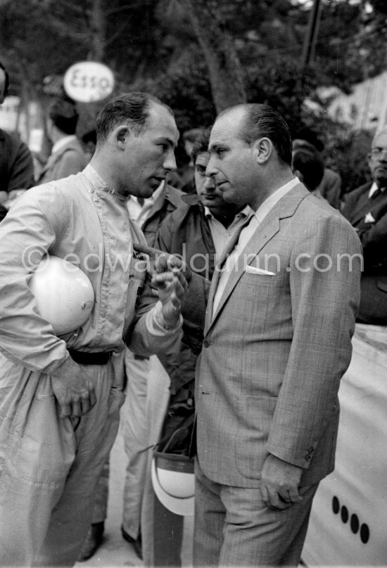 Juan Manuel Fangio and Stirling Moss. Monaco Grand Prix 1959. - Photo by Edward Quinn