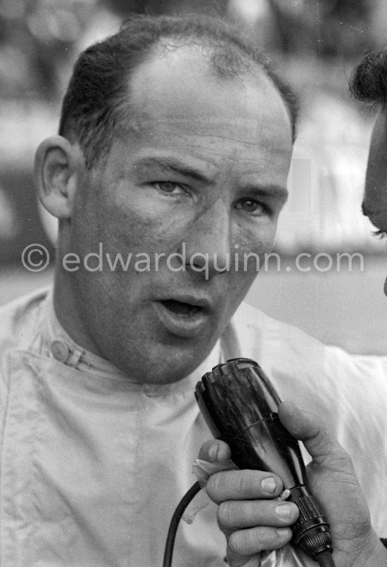 Stirling Moss interviewed. Monaco Grand Prix 1959. - Photo by Edward Quinn