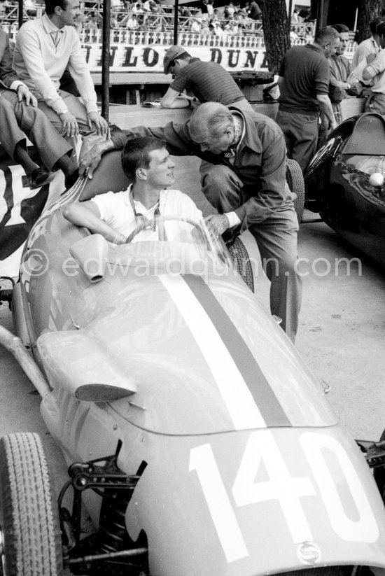 Henri Grandsire, (140) Stanguellini and Louis Chiron. Grand Prix Monaco Junior 1960. Grandsire played Michel Vaillant in the series of l\'ORTF. - Photo by Edward Quinn