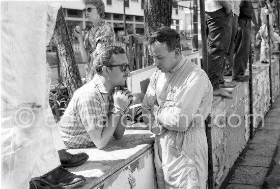 Colin Chapman, founder of Lotus Cars, and John Surtees. Monaco Grand Prix 1960. - Photo by Edward Quinn