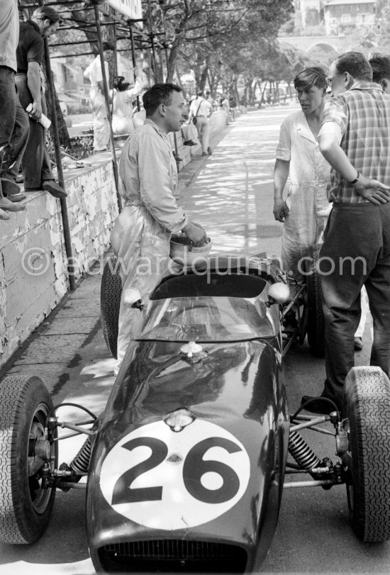 John Surtees, (26) Lotus 18. Monaco Grand Prix 1960. - Photo by Edward Quinn