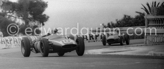 Bruce McLaren, (10) Cooper T53, Phil Hill, (36) Ferrari Dino 246. Monaco Grand Prix 1960. - Photo by Edward Quinn