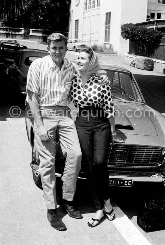 Lance Reventlow, son of Barbara Hutton and his bride Jill St. John. Monaco Grand Prix 1960. Car: Lancia Flaminia 1959. - Photo by Edward Quinn