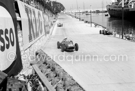 Phil Hill, (36) Ferrari Dino 246, on right Joakim Bonnier\'s N° 2 B.R.M. P48. Monaco Grand Prix 1960. - Photo by Edward Quinn