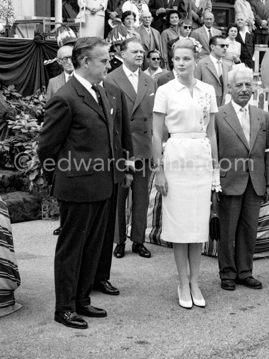 Prince Rainier, Princess Grace and Anthony Noghès. Monaco Grand Prix 1960. - Photo by Edward Quinn