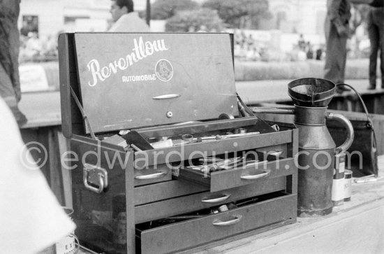A toolbox of the Scarab team. Monaco Grand Prix 1960. - Photo by Edward Quinn