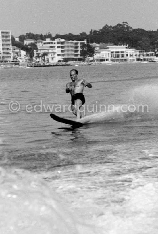 Stirling Moss on a mono ski ride after winning the Grand Prix. Monaco 1960. - Photo by Edward Quinn