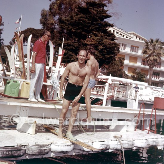 After winning the Grand Prix Stirling Moss perpares for a bout of water skiing. Monaco Grand Prix 1960. - Photo by Edward Quinn