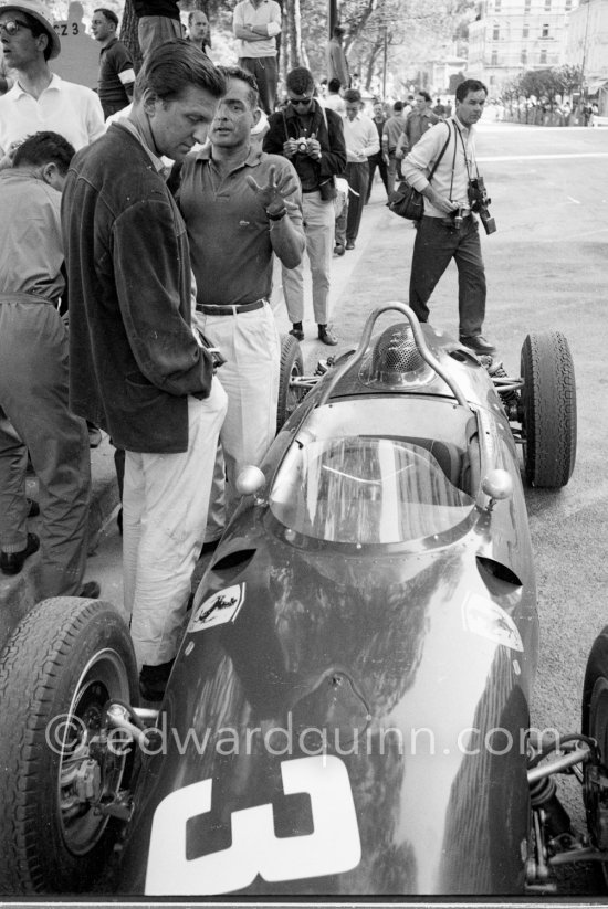Phil Hill (38), Ferrari 156, and Wolfgang von Trips. Monaco Grand Prix 1961. - Photo by Edward Quinn