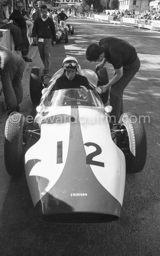 Olivier Gendebien, (12) Emeryson-Maserati 1003. Monaco Grand Prix 1961. - Photo by Edward Quinn