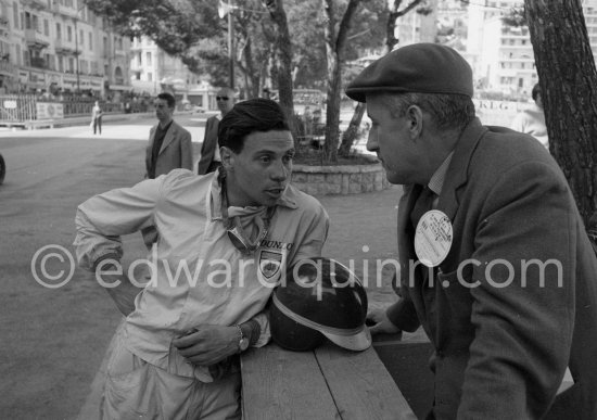 Jim Clark and Geoff Murdoch, Esso Competition Manager. Monaco Grand Prix 1961. - Photo by Edward Quinn