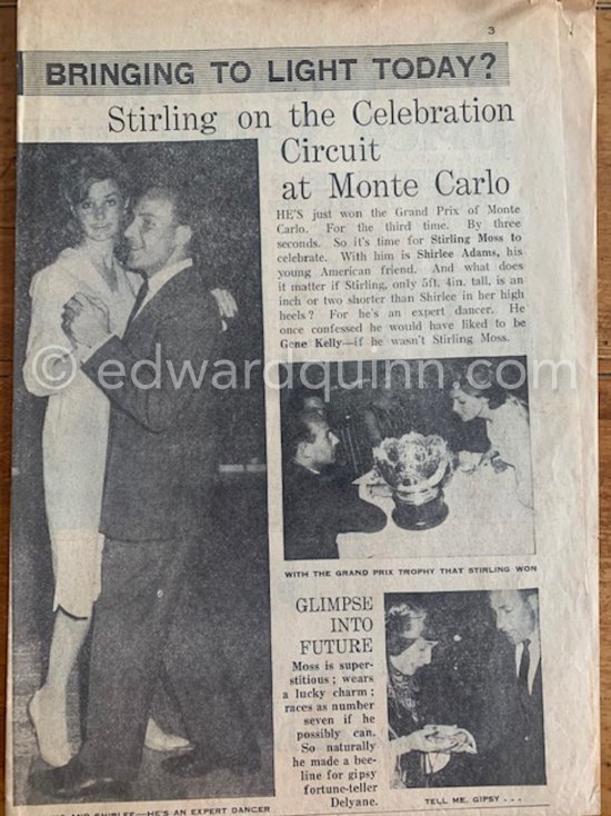 Article with Quinn's photos of Stirling Moss. Daily Express, May 16 1961. Monaco Grand Prix 1961. - Photo by Edward Quinn