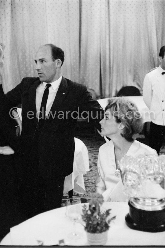 Stirling Moss in a nightspot after the race wit Shirley Adams, his American friend. Monaco Grand Prix 1961. - Photo by Edward Quinn