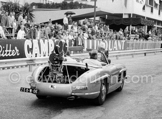The Mercedes 300 SL camera car for the German 70mm documentary Flying Clipper aka Mediterranean Holiday. Monaco Grand Prix 1962. (see youtube tinyurl.com/ycu8sto4) - Photo by Edward Quinn
