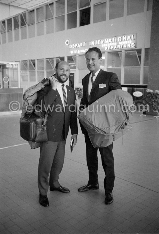 Stirling Moss and his best friend Herb Jones, ex sports car racing driver. Nice Airport 1963 - Photo by Edward Quinn