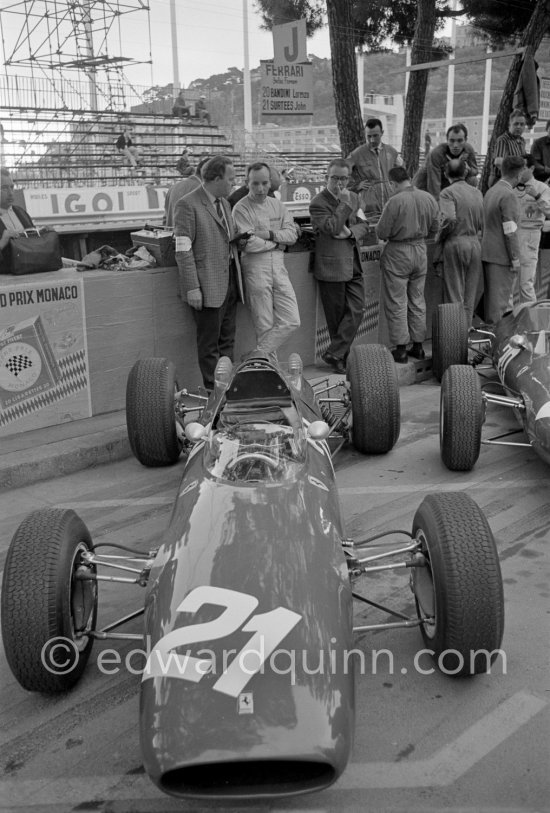 John Surtees, (21) Ferrari 158. Monaco Grand Prix 1964. - Photo by Edward Quinn