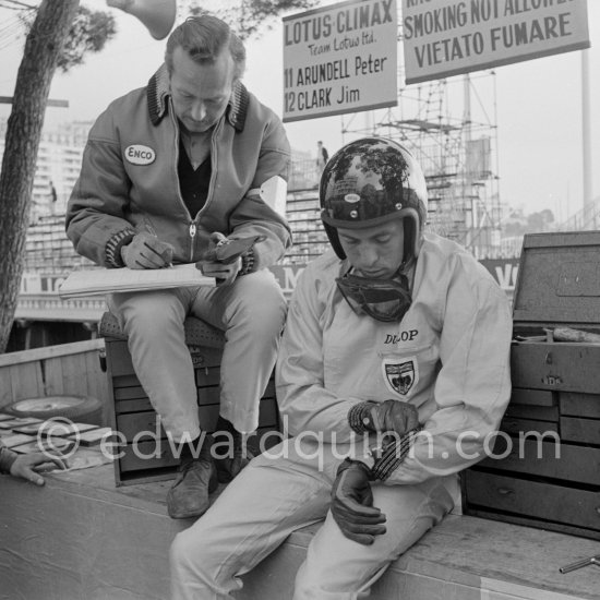 Colin Chapman and Jim Clark. Monaco Grand Prix 1964. - Photo by Edward Quinn
