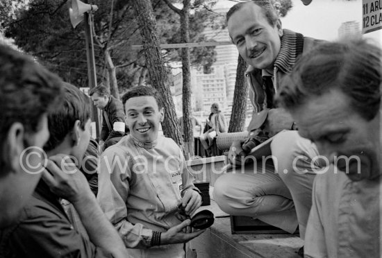 Jim Clark, Peter Arundell and Colin Chapman. Monaco Grand Prix 1964. - Photo by Edward Quinn