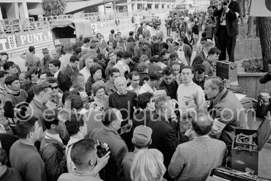 Press conference: Jim Clark and Colin Chapman. Monaco Grand Prix 1964. - Photo by Edward Quinn