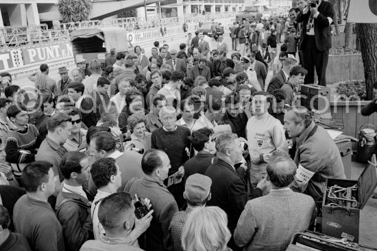Press conference: Jim Clark and Colin Chapman. Monaco Grand Prix 1964. - Photo by Edward Quinn