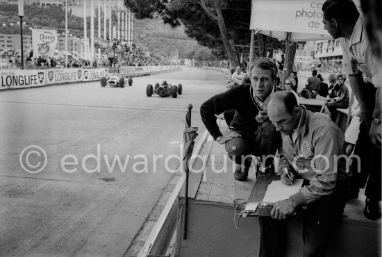 Steve McQueen and Stirling Moss. Monaco Grand Prix 1965. - Photo by Edward Quinn