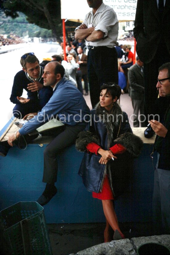 Steve McQueen, his wife Neile and Stirling Moss, Monaco GP 1965. - Photo by Edward Quinn