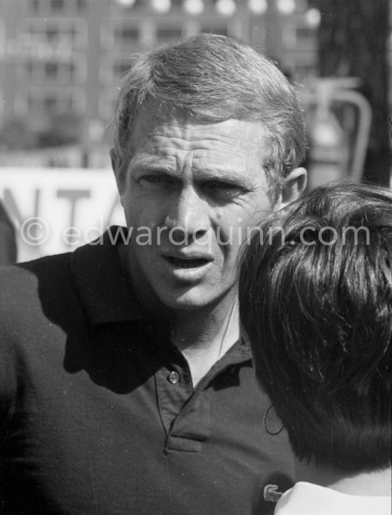 Steve McQueen in Monaco to prepare the (never produced) movie "Day of the champion". Monaco Grand Prix 1965. - Photo by Edward Quinn