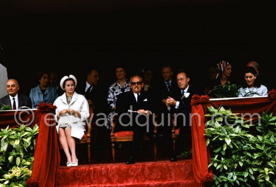 Princess Grace and Prince Rainier at the Prince\'s tribune. Monaco Grand Prix 1965. - Photo by Edward Quinn