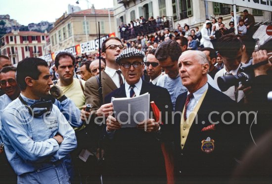 Driver briefing by Louis Chiron. Lorenzo Bandini (left). Monaco Grand Prix 1965. - Photo by Edward Quinn