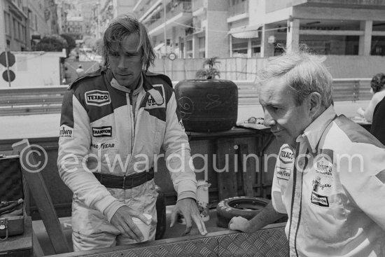 James Hunt and Teddy Mayer, McLaren team manager. Monaco Grand Prix 1978. - Photo by Edward Quinn