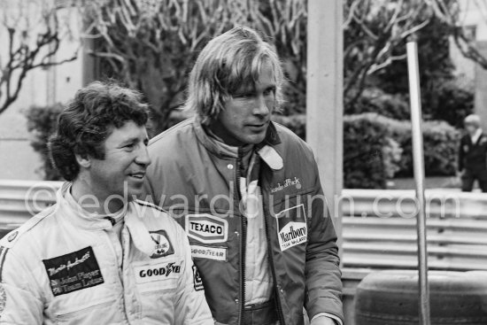 Mario Andretti and James Hunt. Monaco Grand Prix 1978. - Photo by Edward Quinn