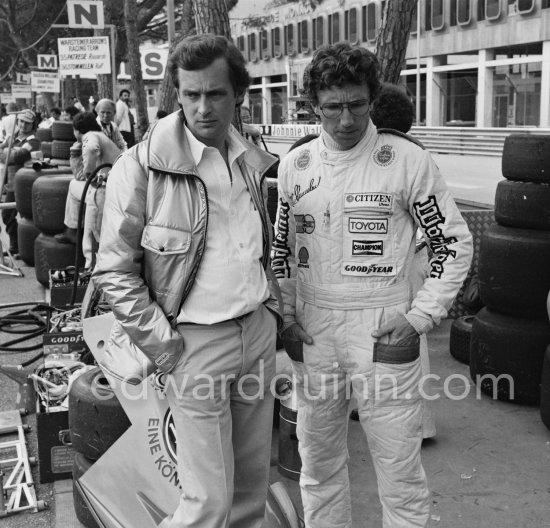 Rolf Stommelen and not yet identified. Monaco Grand Prix 1978. - Photo by Edward Quinn