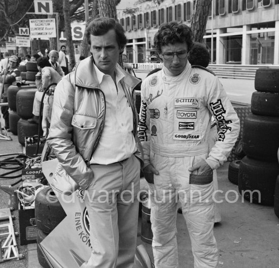 Rolf Stommelen and not yet identified. Monaco Grand Prix 1978. - Photo by Edward Quinn