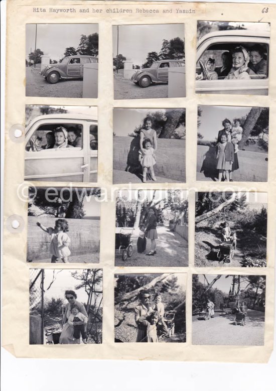 Rita Hayworth with her daughters Rebecca. Golfe-Juan 1951. Car: Fiat 508 C/1100 Nuova Balilla, special-bodied woody-wagon. Source: Alessandro Sannia, Fiat Fuoriserie, als15<span class=unicorn><span>_at_</span></span>libero.it - Photo by Edward Quinn