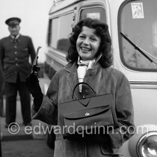 Rita Hayworth. Cannes railway  station 1955. - Photo by Edward Quinn