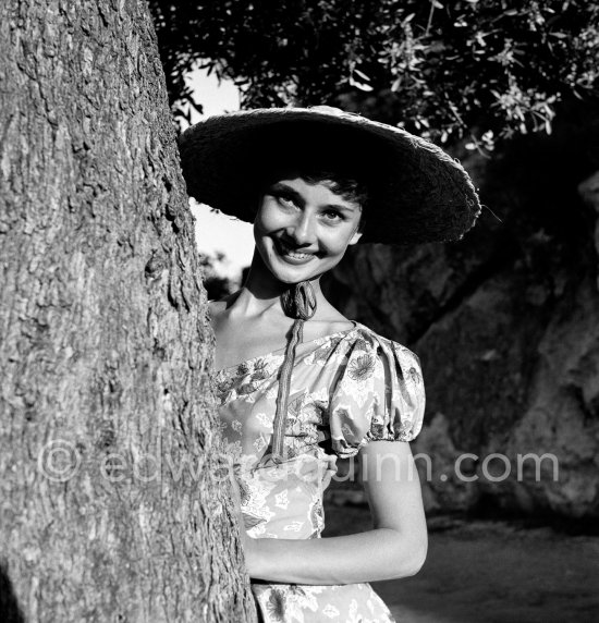 Audrey Hepburn before she found fame, visiting the medieval village of Eze, near Monaco 1951. - Photo by Edward Quinn