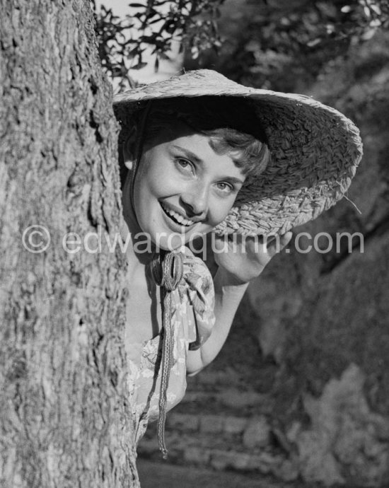 Audrey Hepburn before she found fame, visiting the medieval village of Eze, near Monaco 1951. - Photo by Edward Quinn