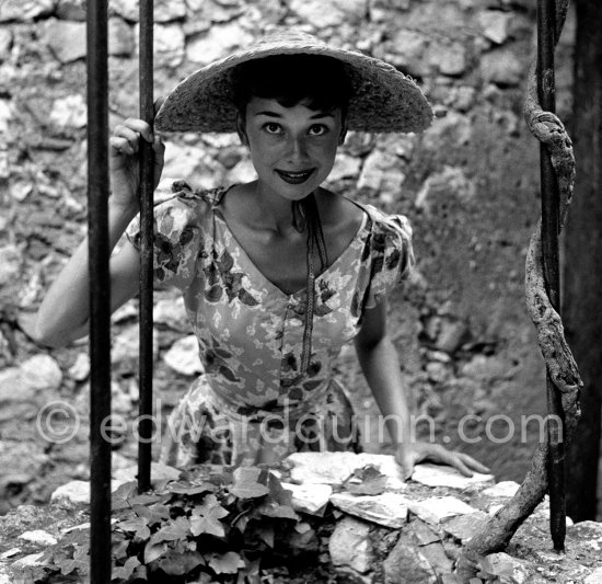 Audrey Hepburn before she found fame, visiting the medieval village of Eze, near Monaco 1951. - Photo by Edward Quinn