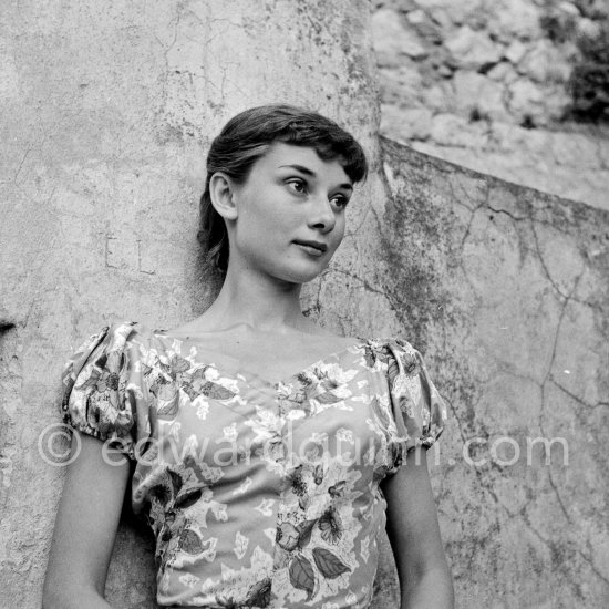 Audrey Hepburn before she found fame, visiting the medieval village of Eze, near Monaco 1951. - Photo by Edward Quinn