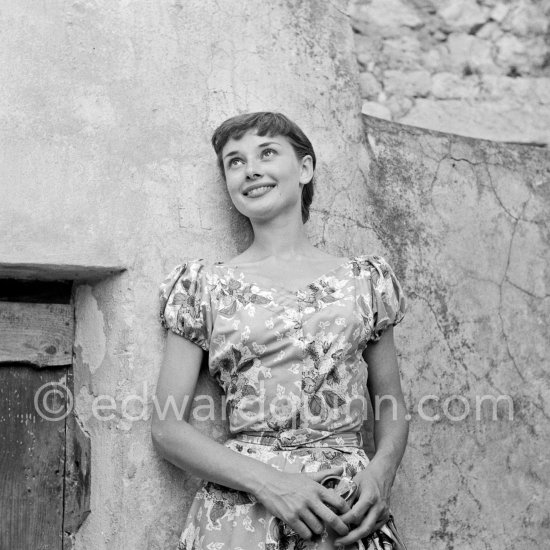 Audrey Hepburn before she found fame, visiting the medieval village of Eze, near Monaco 1951. - Photo by Edward Quinn