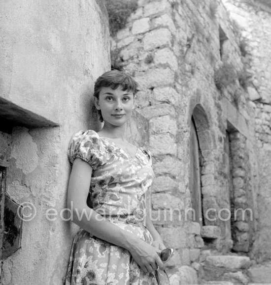 Audrey Hepburn before she found fame, visiting the medieval village of Eze, near Monaco 1951. - Photo by Edward Quinn