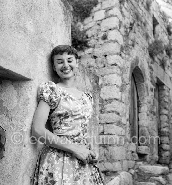 Audrey Hepburn before she found fame, visiting the medieval village of Eze, near Monaco 1951. - Photo by Edward Quinn