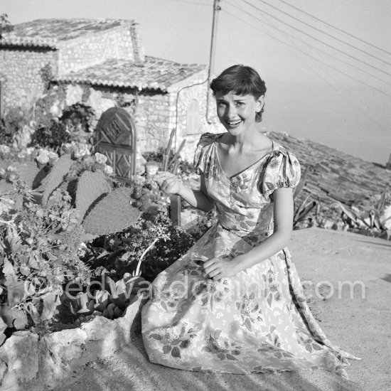 Audrey Hepburn before she found fame, visiting the medieval village of Eze, near Monaco 1951. - Photo by Edward Quinn