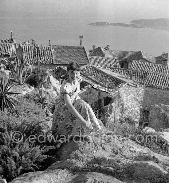 Audrey Hepburn before she found fame, visiting the medieval village of Eze, near Monaco 1951. - Photo by Edward Quinn