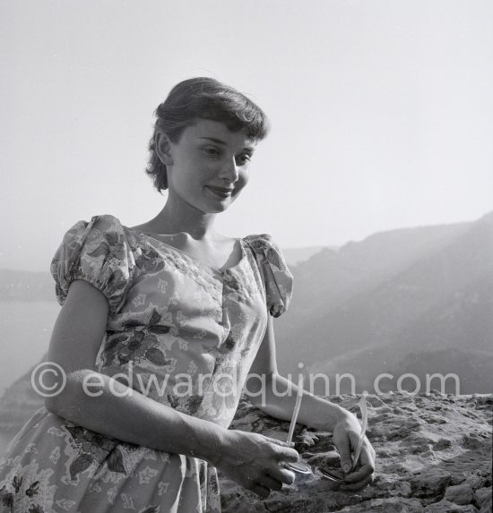 Audrey Hepburn before she found fame, visiting the medieval village of Eze, near Monaco 1951. - Photo by Edward Quinn