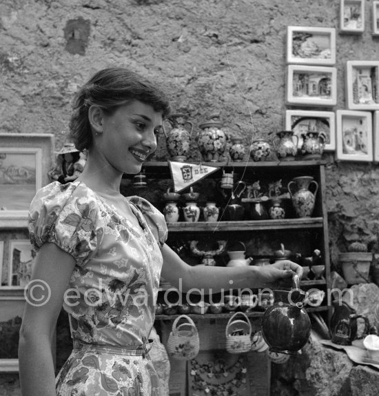 Audrey Hepburn before she found fame, visiting the medieval village of Eze, near Monaco 1951. - Photo by Edward Quinn