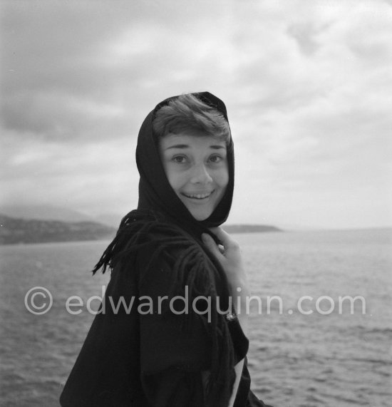 Hollywood actress Audrey Hepburn, before she found fame, at the harbor of Monaco 1951. - Photo by Edward Quinn