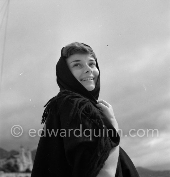 Hollywood actress Audrey Hepburn, before she found fame, at the harbor of Monaco 1951. - Photo by Edward Quinn